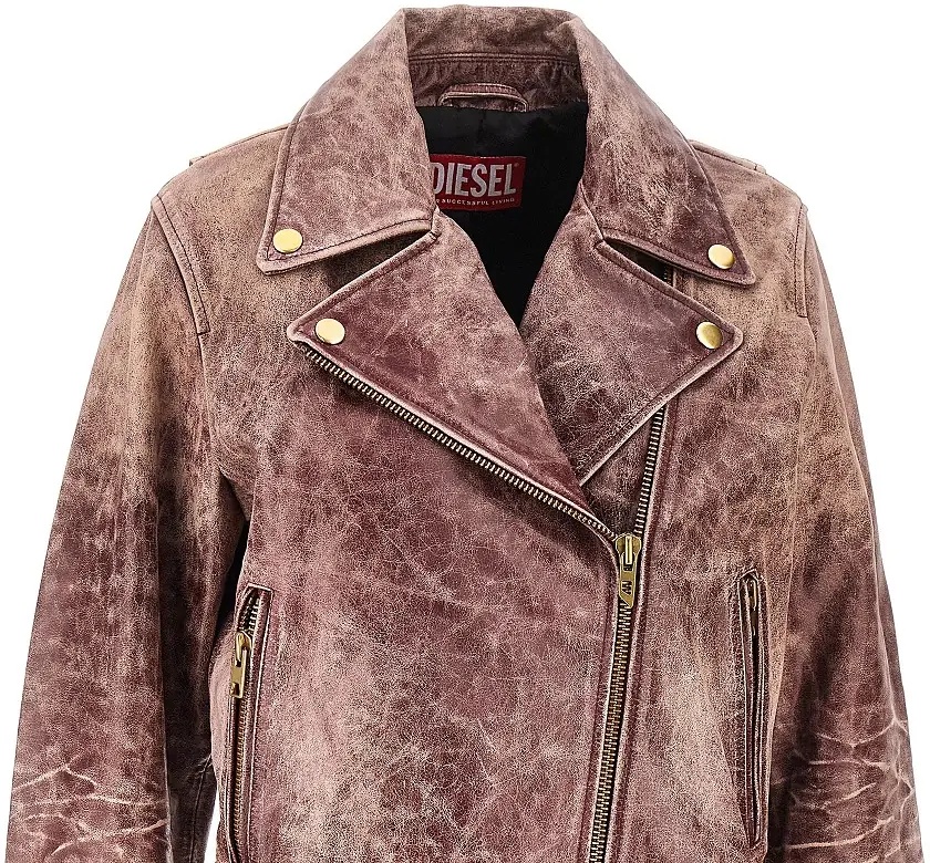 Geaca de Piele Vintage-effect leather biker jacket - Img 2