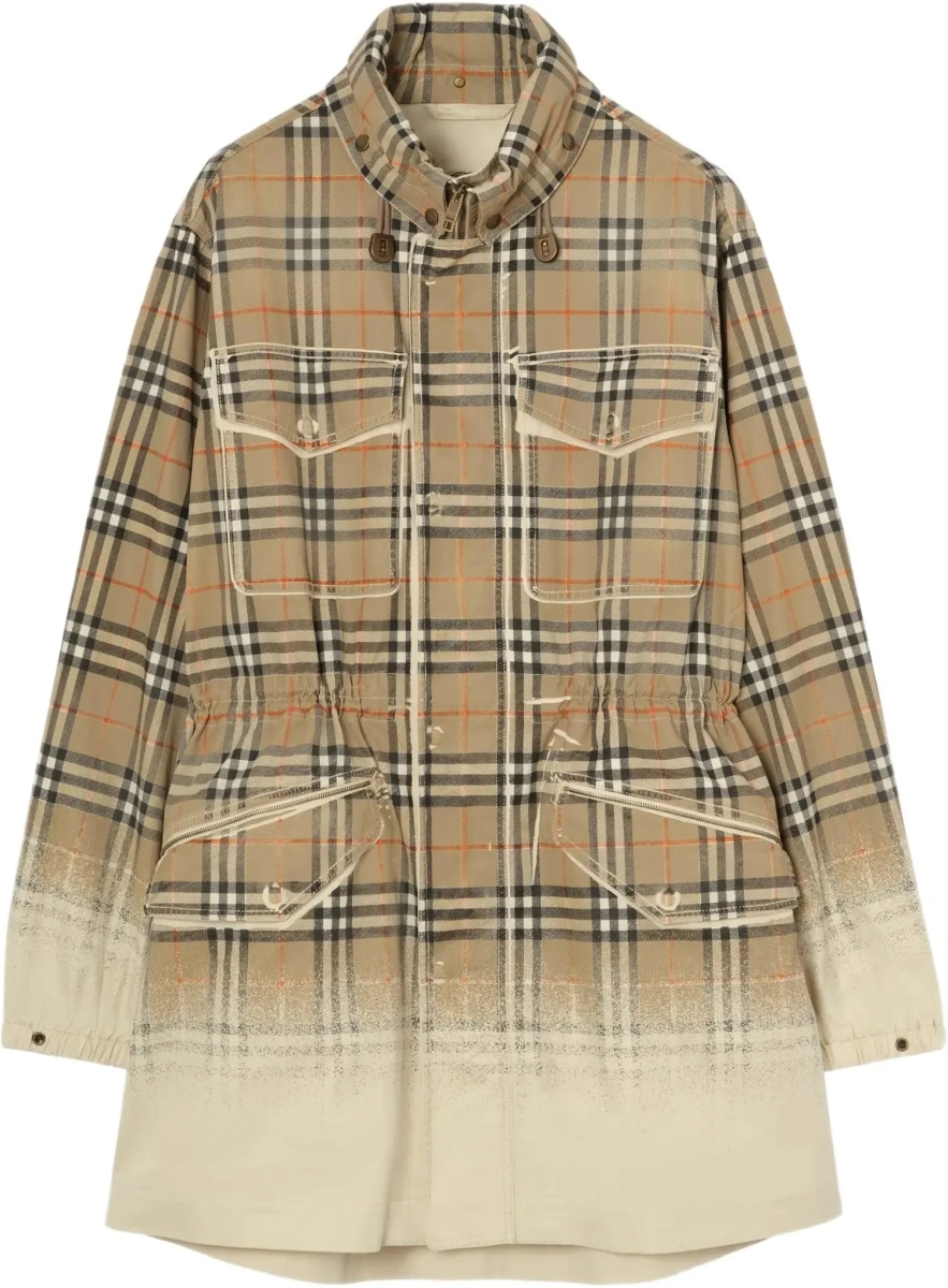 Geaca Parka Gabardine Parka with faded Check print - Img 5