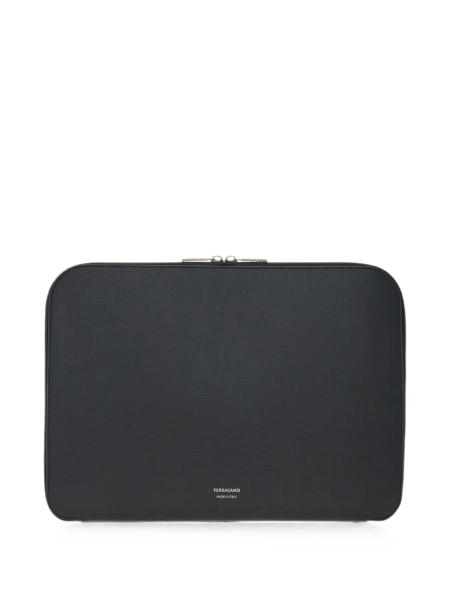 Geanta de laptop Ferragamo gancini neagra din piele - Img 3