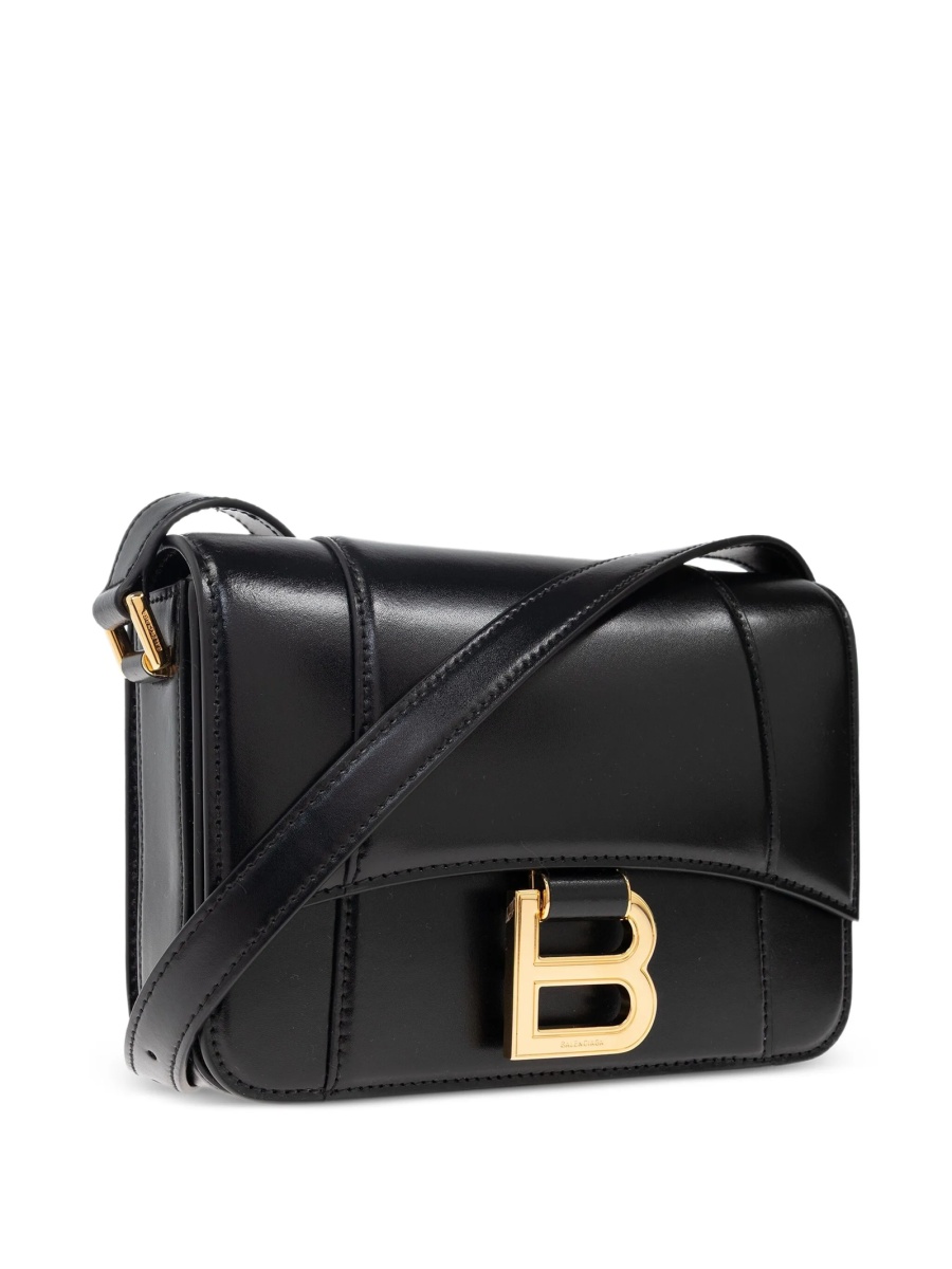 Geanta de mana Balenciaga Hourglass neagra din piele - Img 4