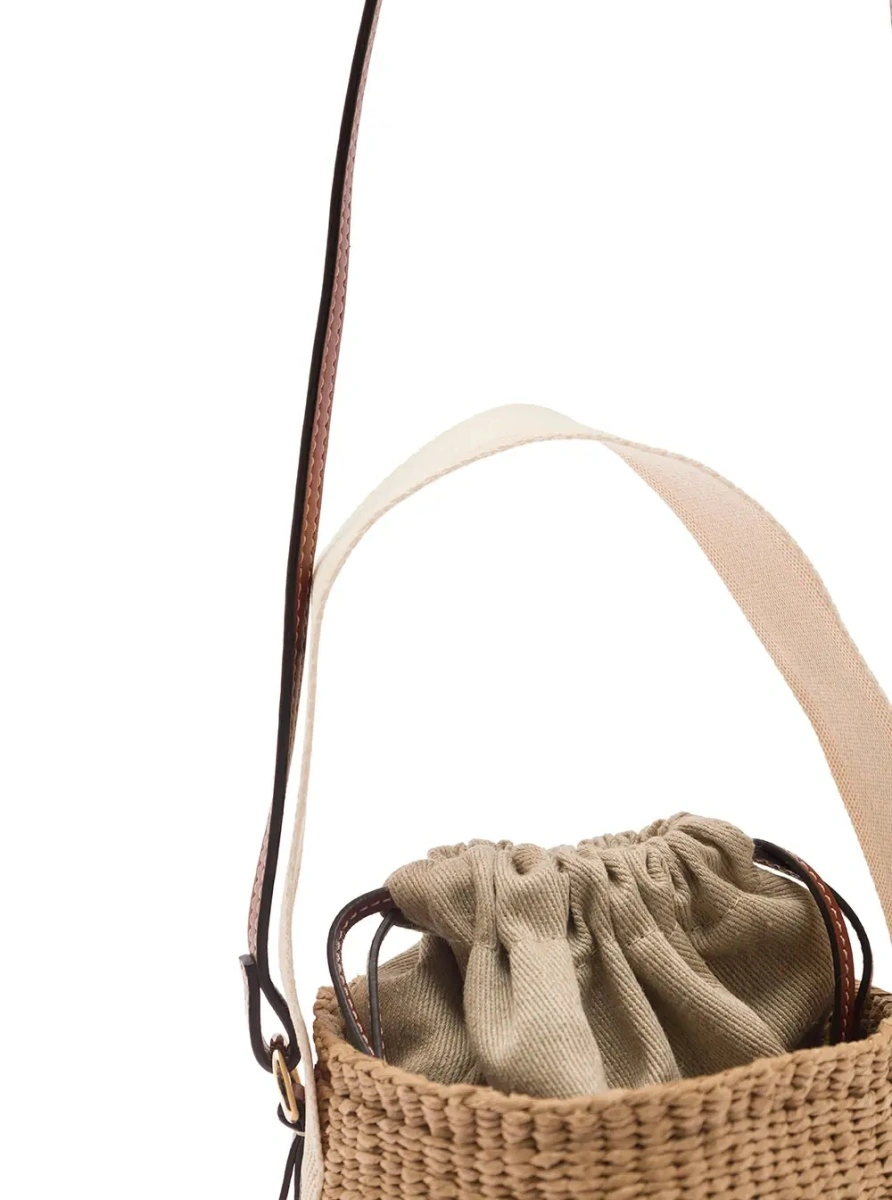 Geanta de mana Beige Raffia 'Woody' Small Handbag - Img 3