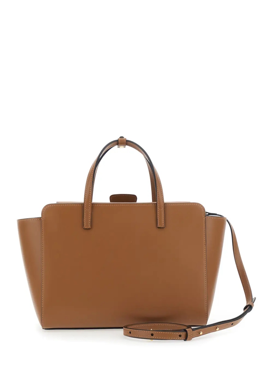 Geanta de mana Brown Medium Handbag with Adjustable Shoulder Strap and Front Pocket in Leather for Women - Img 2
