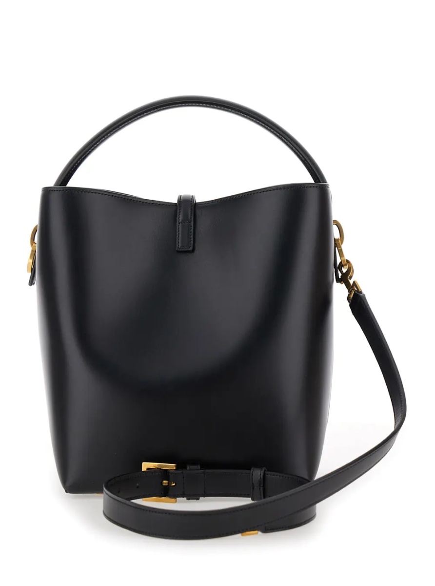 Geanta de mana Bucket Bag 'Le 37' with Cassandre Closure in Smooth Black Leather for Women - Img 4