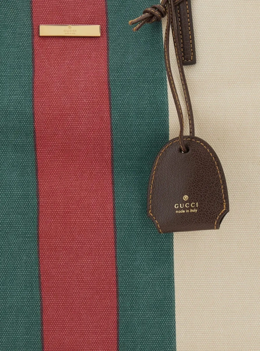 Geanta de mana Gucci alba din canvas - Img 3