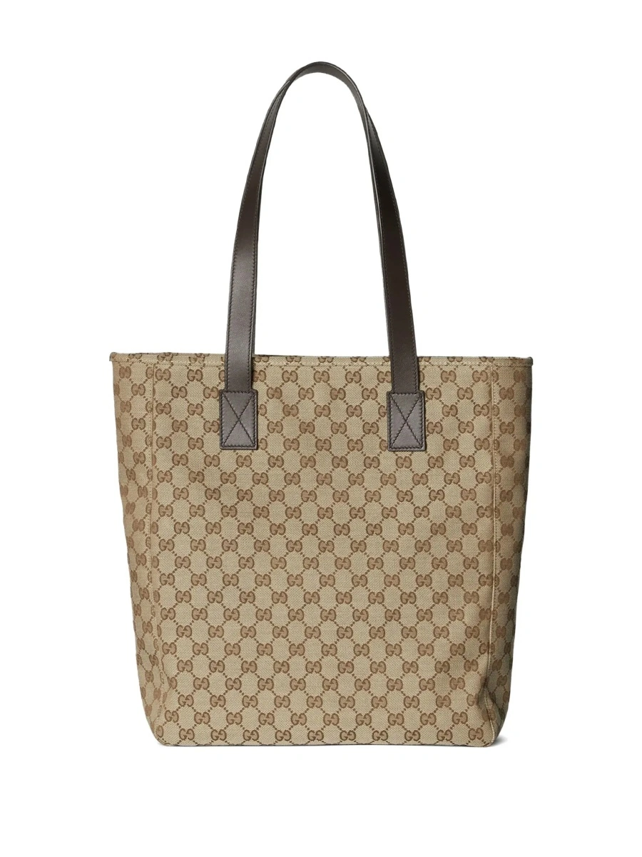Geanta de mana Gucci bej din canvas GG si piele - Img 4