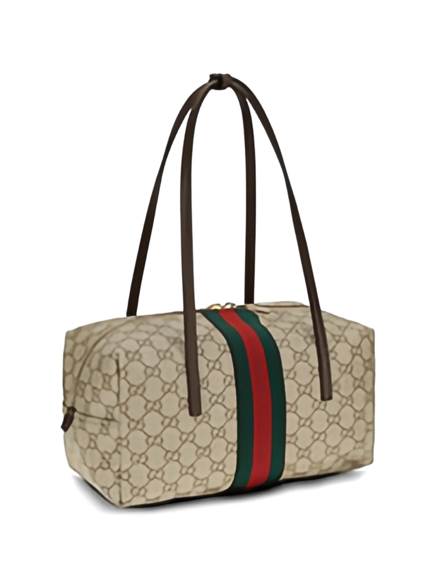 Geanta de mana Gucci maro din material textil - Img 5