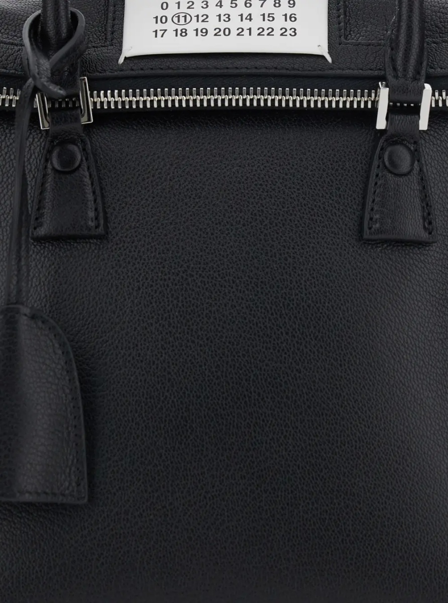 Geanta de mana Handbag with applied logo patch and keys on the side in black leather for women - Img 3