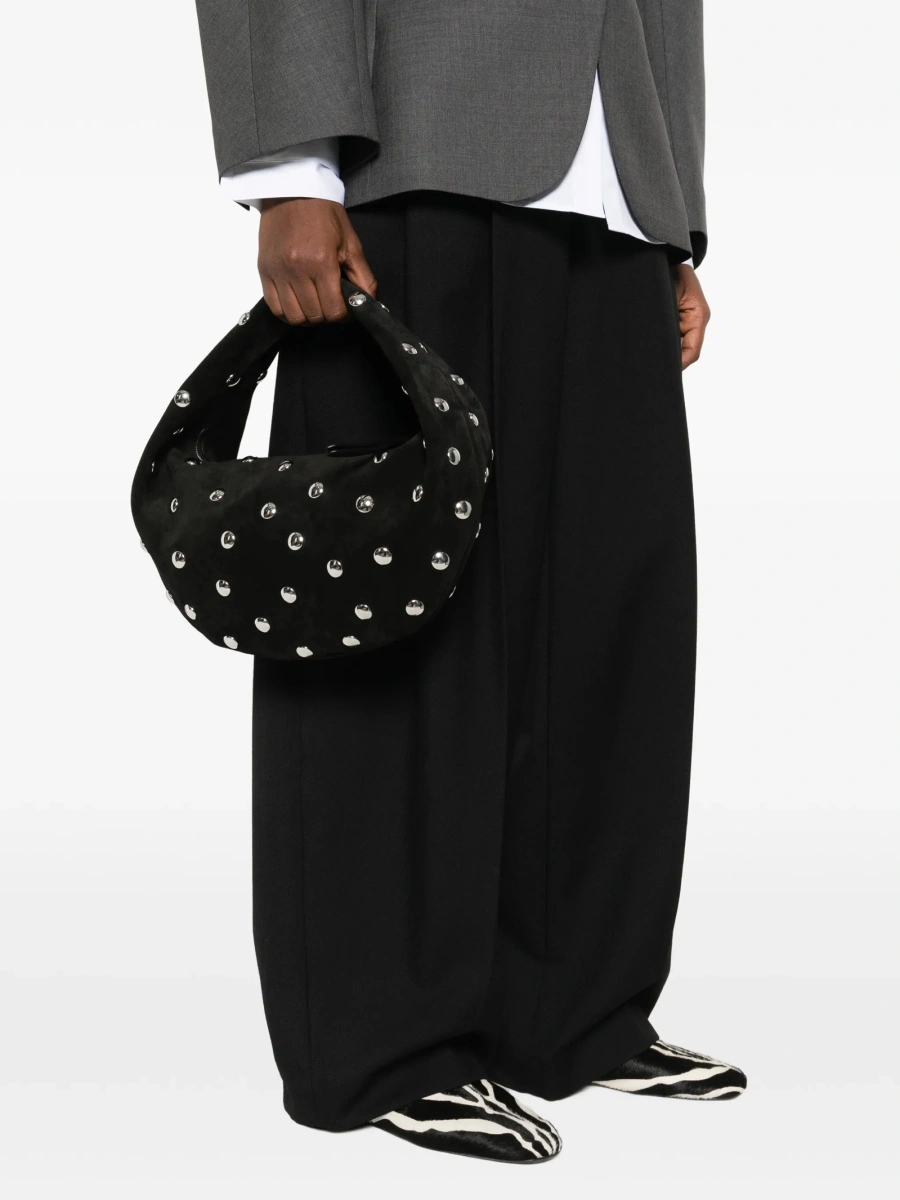 Geanta de mana Khaite neagra din metal si piele intoarsa - Img 2