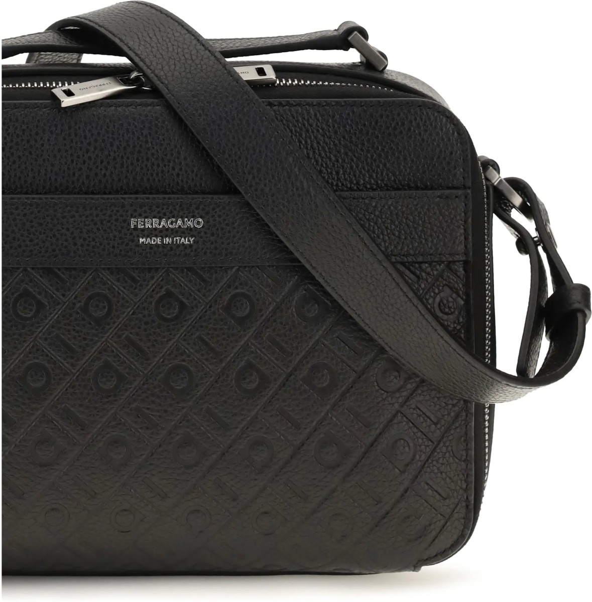 Geanta de mana Leather crossbody Bag with embossed Gancini pattern - Img 4