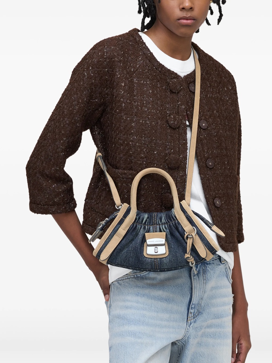 Geanta de mana Marc Jacobs albastra din bumbac si piele intoarsa - Img 2