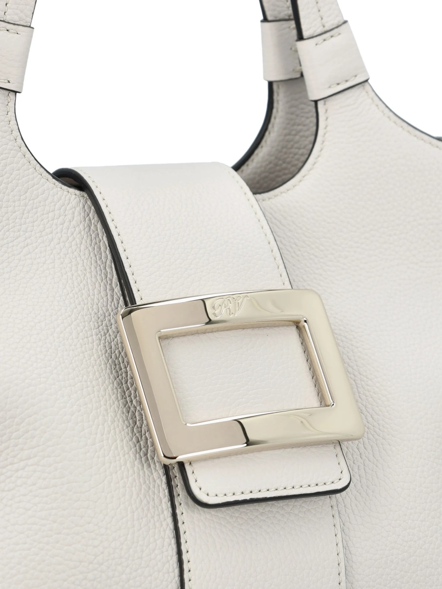 Geanta de mana Roger Vivier neutra din piele - Img 4