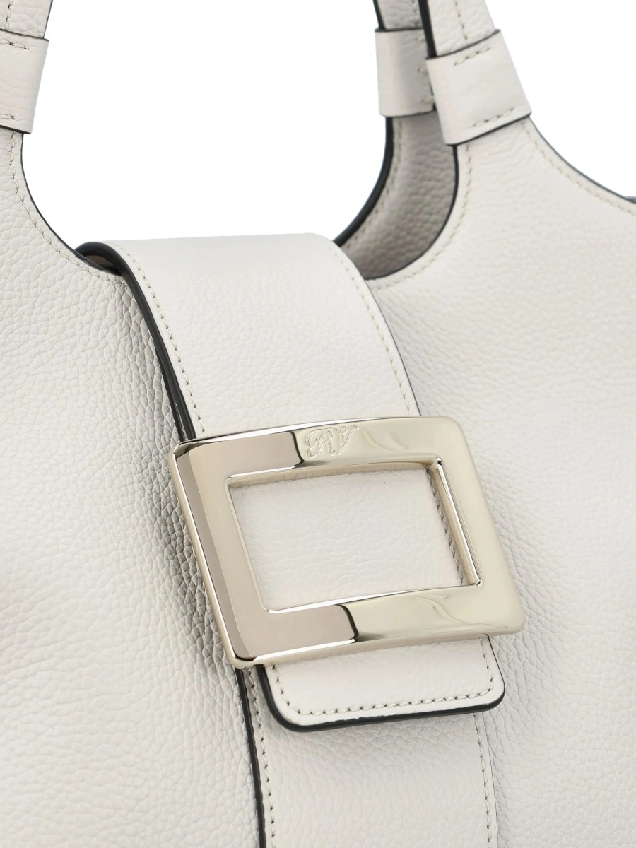 Geanta de mana Roger Vivier neutra din piele - Img 4