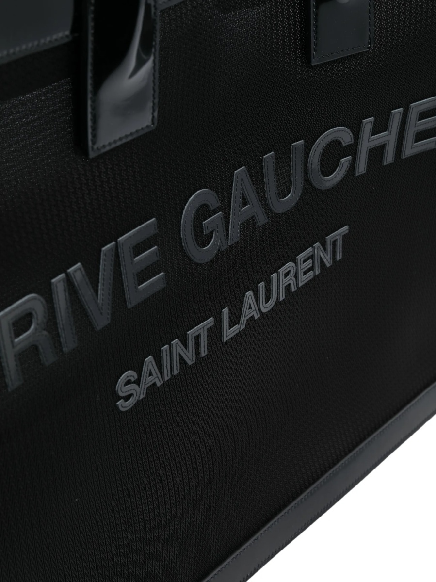Geanta de mana Saint Laurent Rive Gauche neagra din poliamida si piele - Img 4