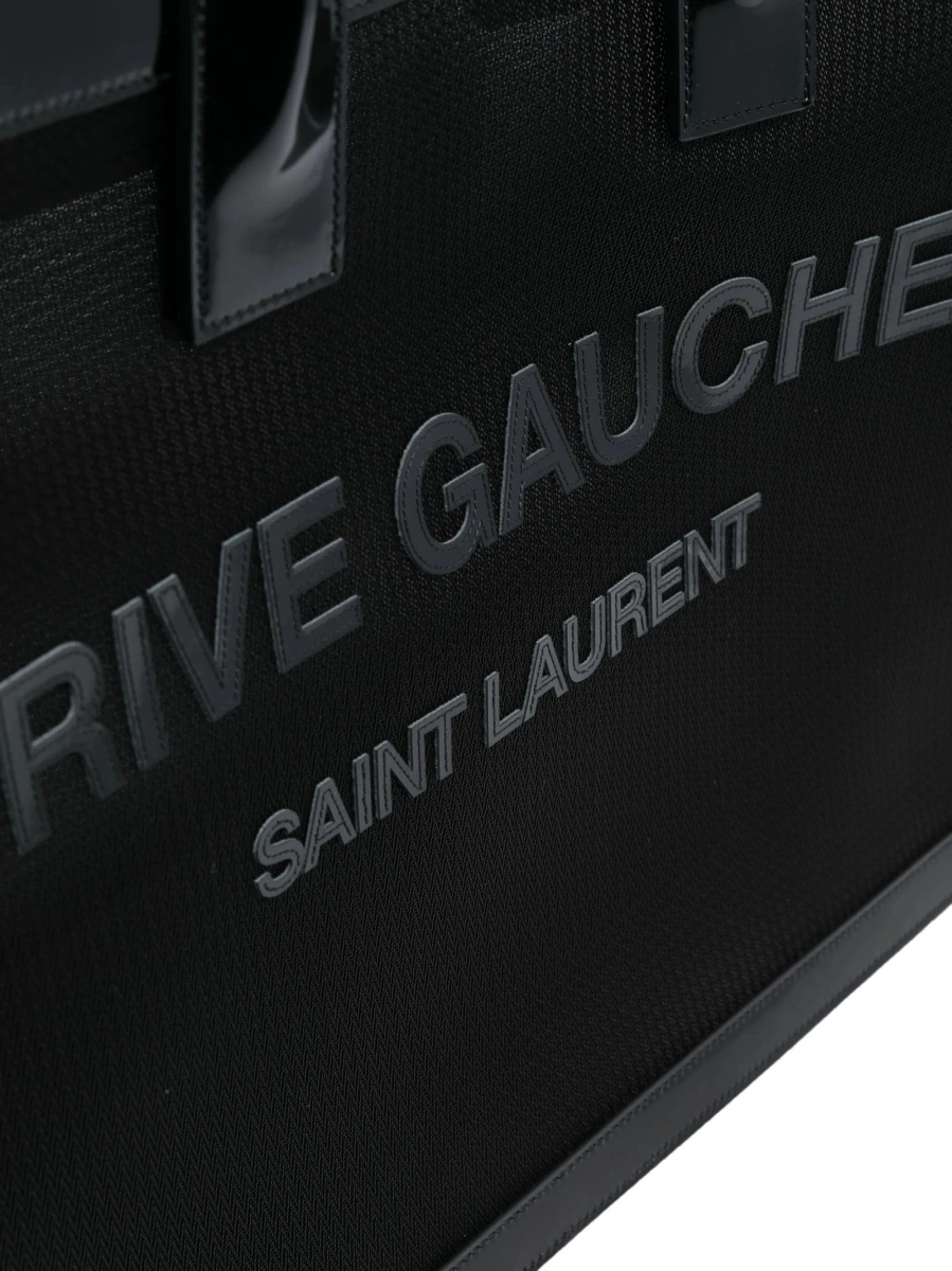 Geanta de mana Saint Laurent Rive Gauche neagra din poliamida si piele - Img 4