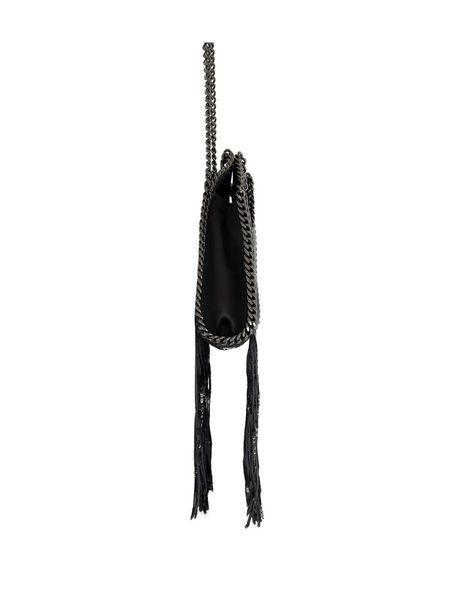 Geanta de mana Stella McCartney falabella neagra din paiete si aluminium - Img 2