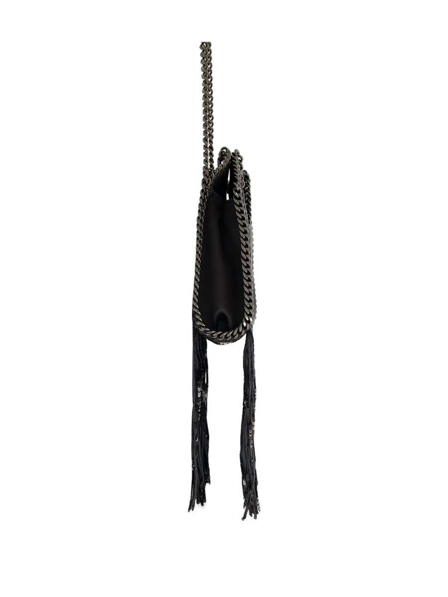 Geanta de mana Stella McCartney falabella neagra din paiete si aluminium - Img 2