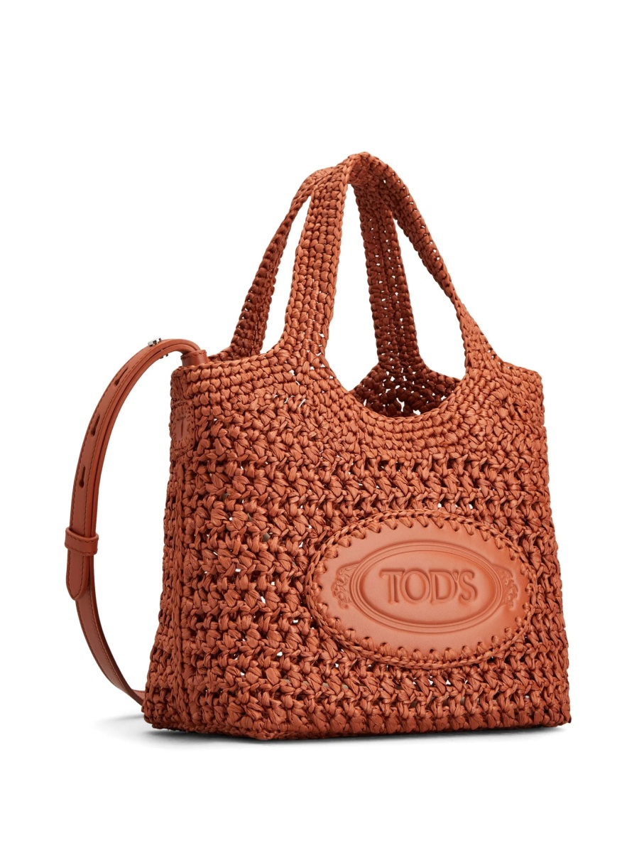 Geanta de mana TOD'S maro din material textil si piele - Img 2