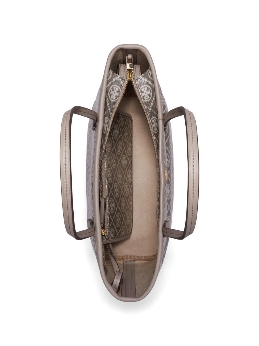 Geanta de mana Tory Burch gri din bumbac - Img 5
