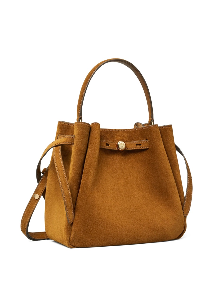 Geanta de mana Tory Burch maro din piele intoarsa - Img 5