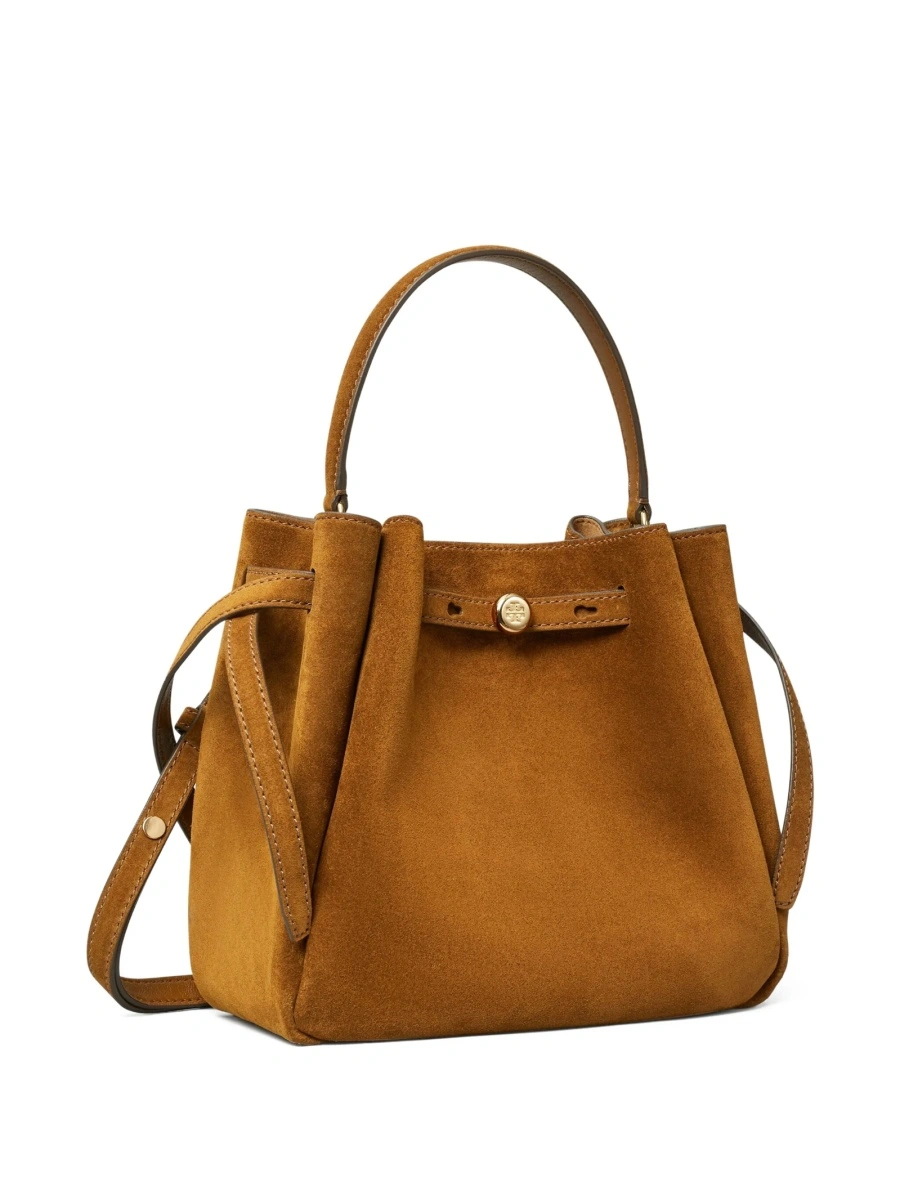 Geanta de mana Tory Burch maro din piele intoarsa - Img 5
