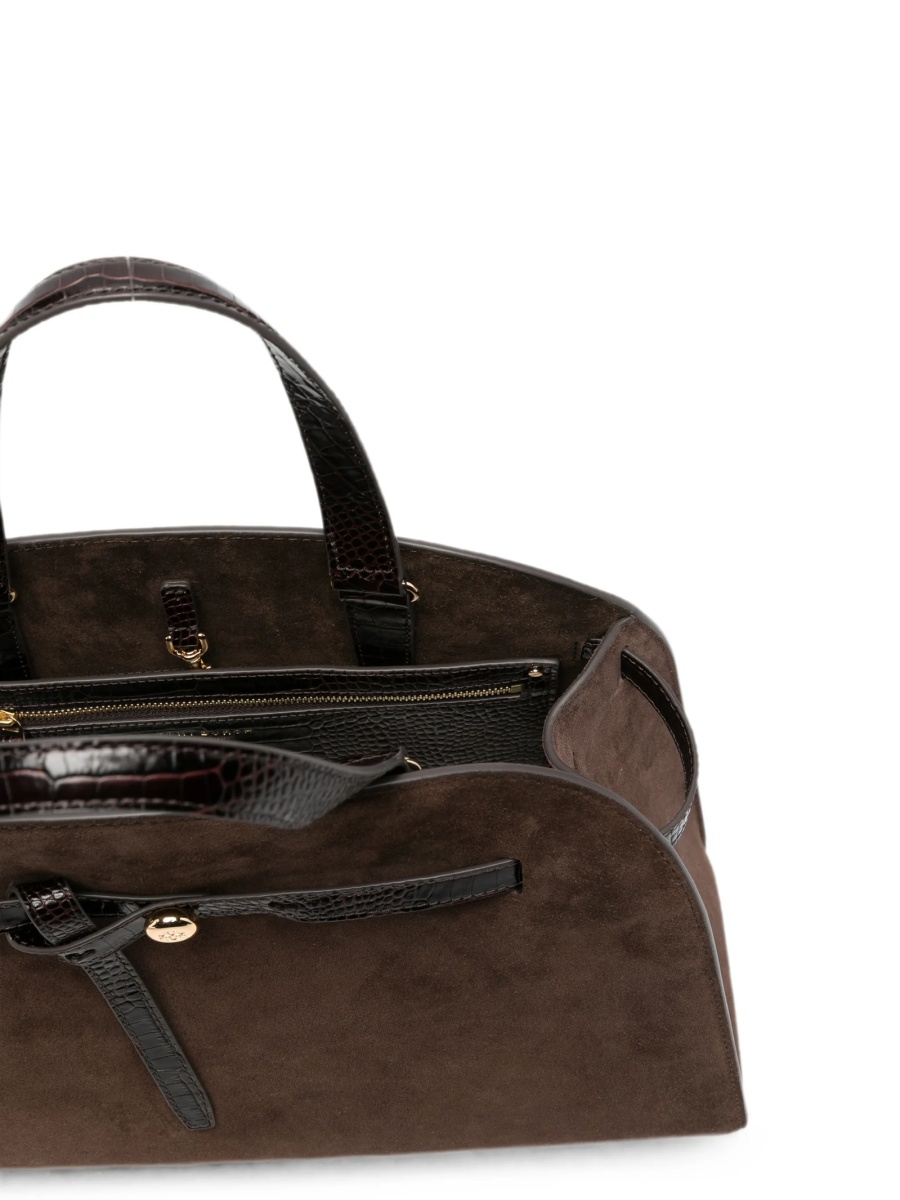 Geanta de mana Tory Burch maro din piele intoarsa - Img 5