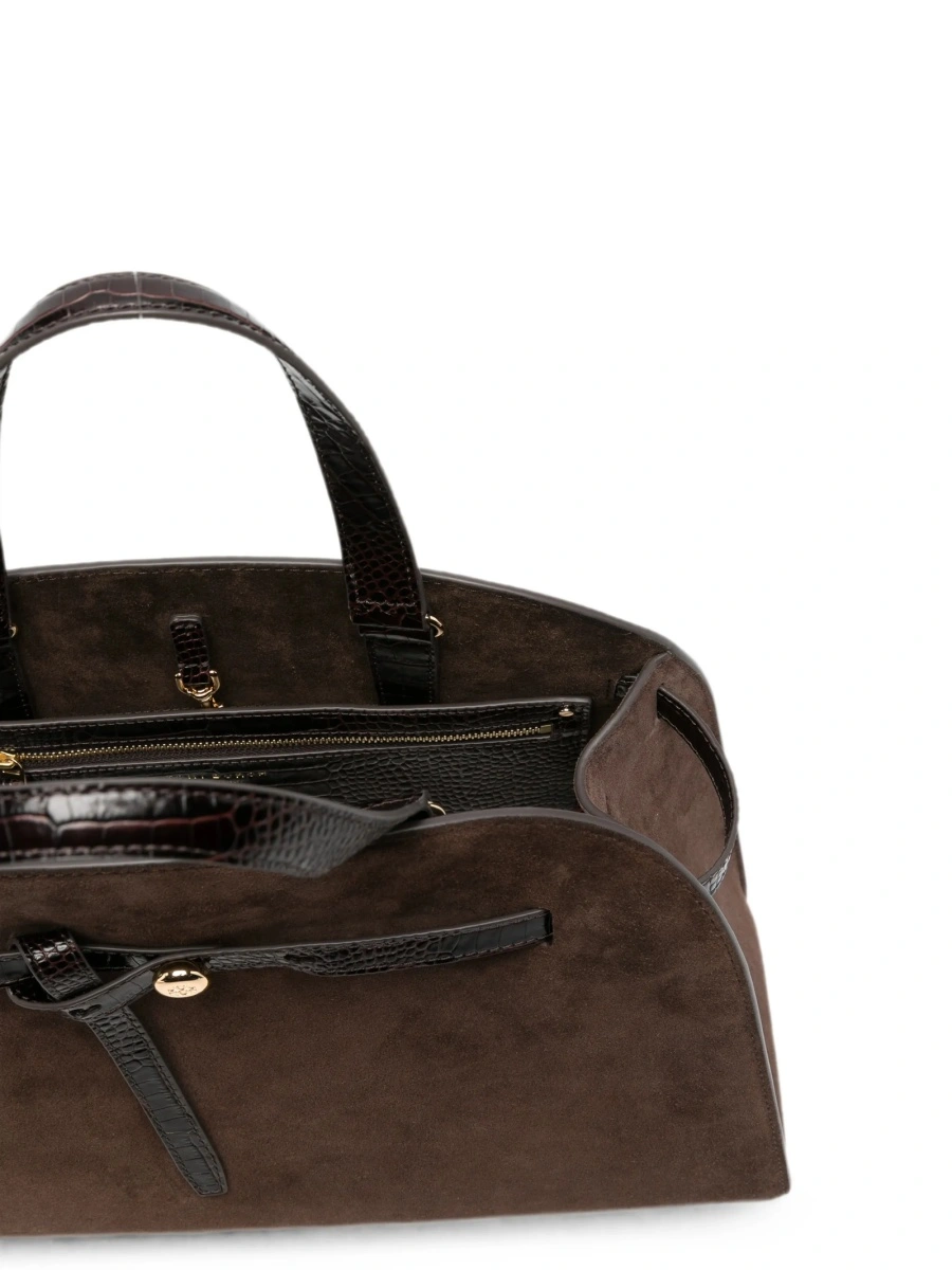 Geanta de mana Tory Burch maro din piele intoarsa - Img 5