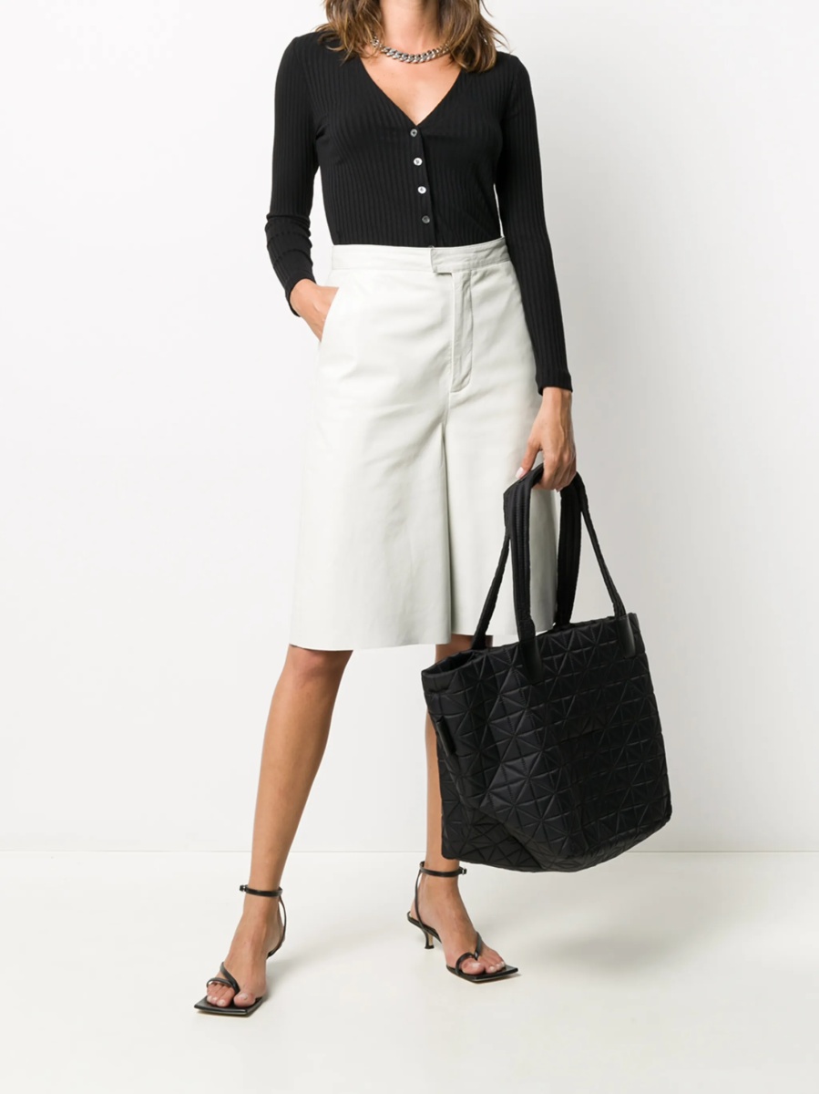 Geanta de mana VEECOLLECTIVE neagra din nylon si piele - Img 2