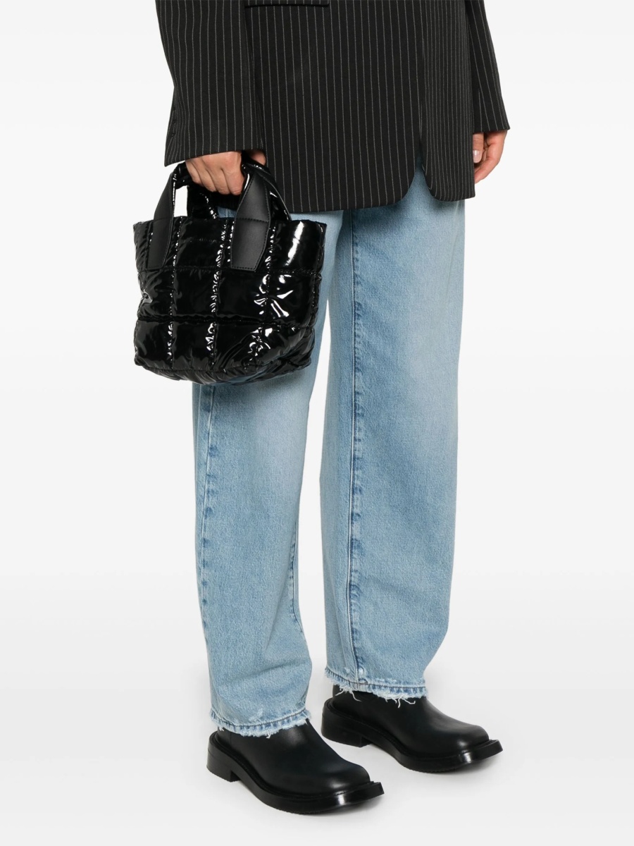Geanta de mana VEECOLLECTIVE neagra din piele reciclata si nylon - Img 2