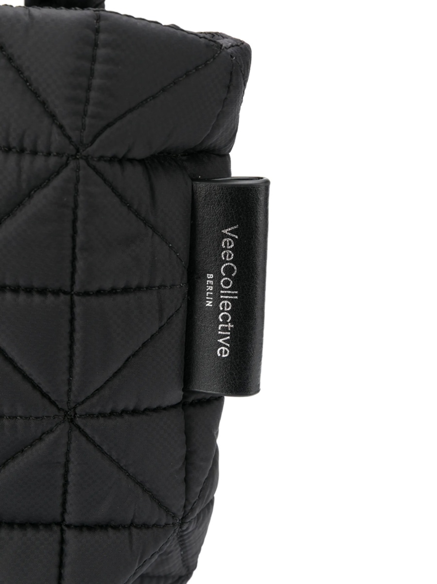 Geanta de mana VEECOLLECTIVE neagra din piele si nylon - Img 4