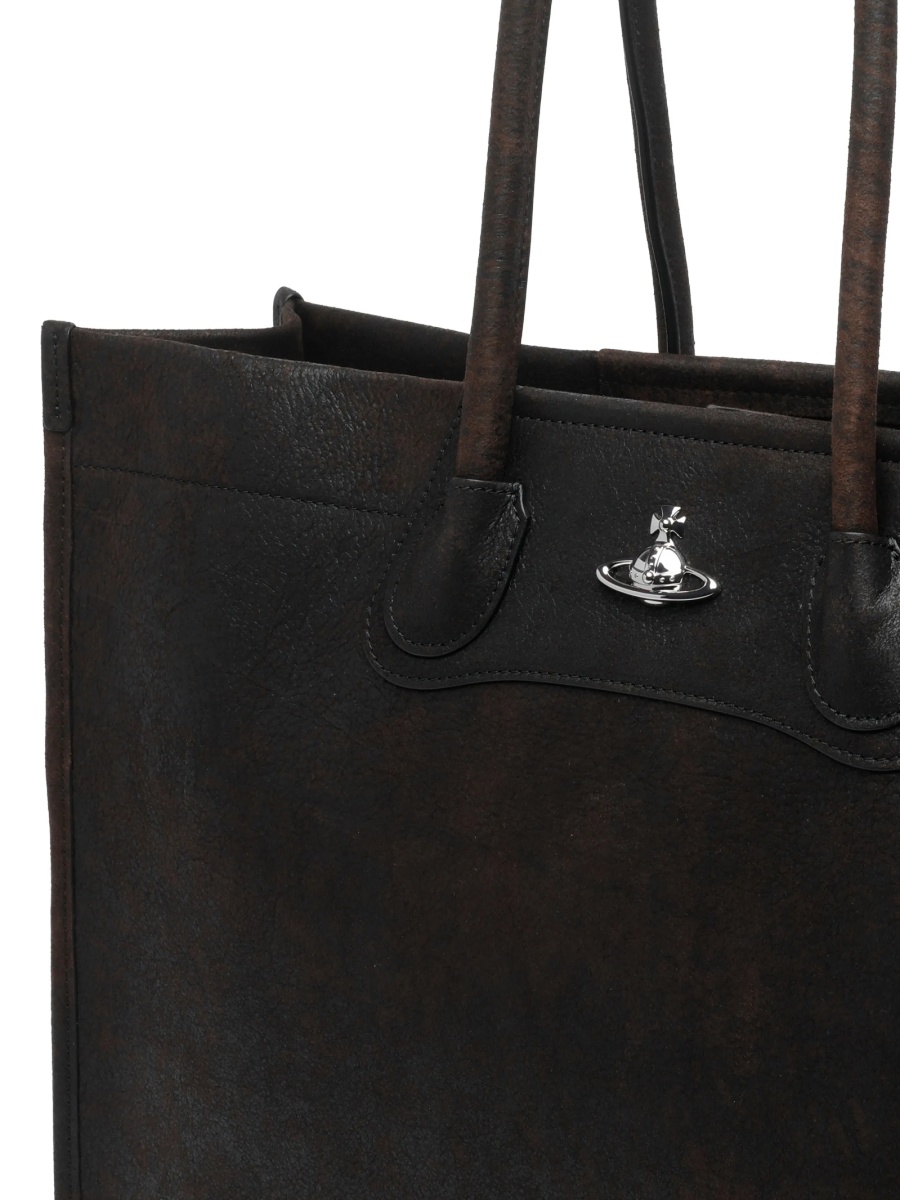Geanta de mana Vivienne Westwood maro din piele - Img 4
