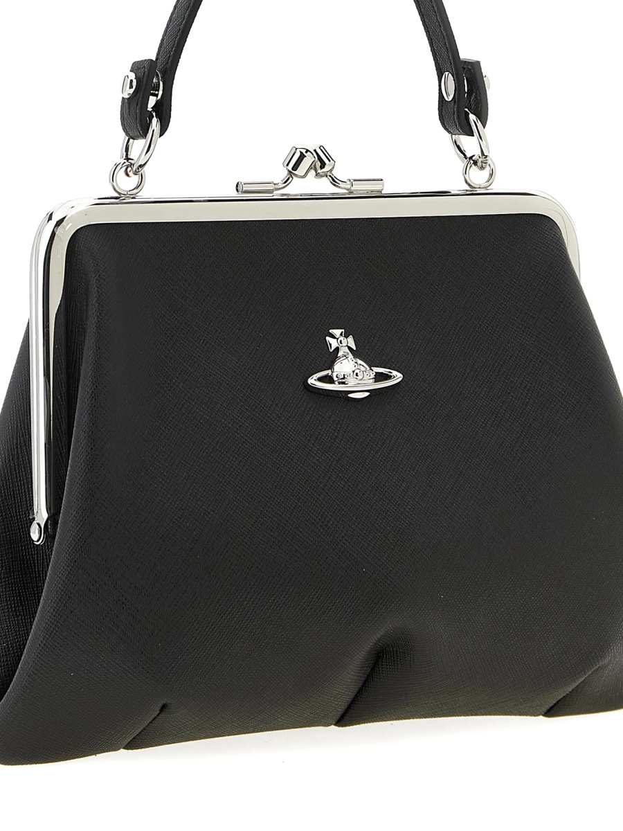 Geanta de mana Vivienne Westwood neagra din bumbac si poliuretan - Img 3