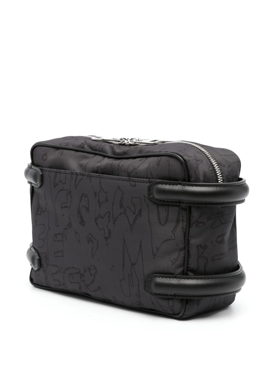 Geanta de umar Alexander McQueen neagra din material textil si piele - Img 3