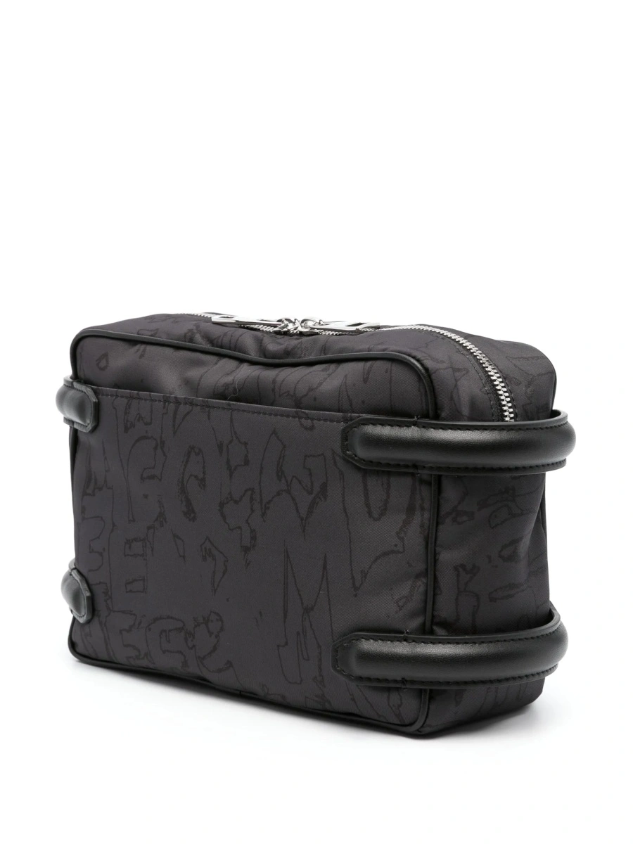 Geanta de umar Alexander McQueen neagra din material textil si piele - Img 3