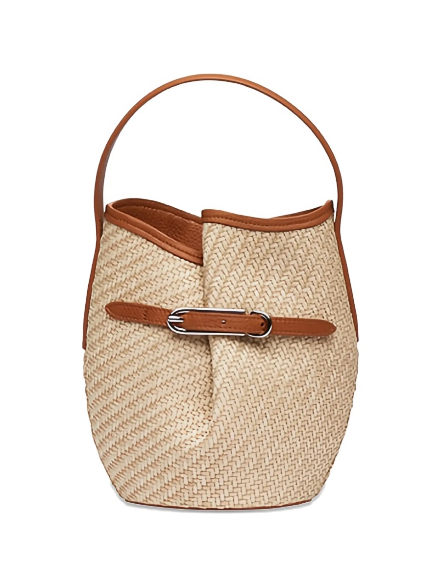 Geanta de umar BELTED BUCKET BAG LARGE RAFFIA - Img 5