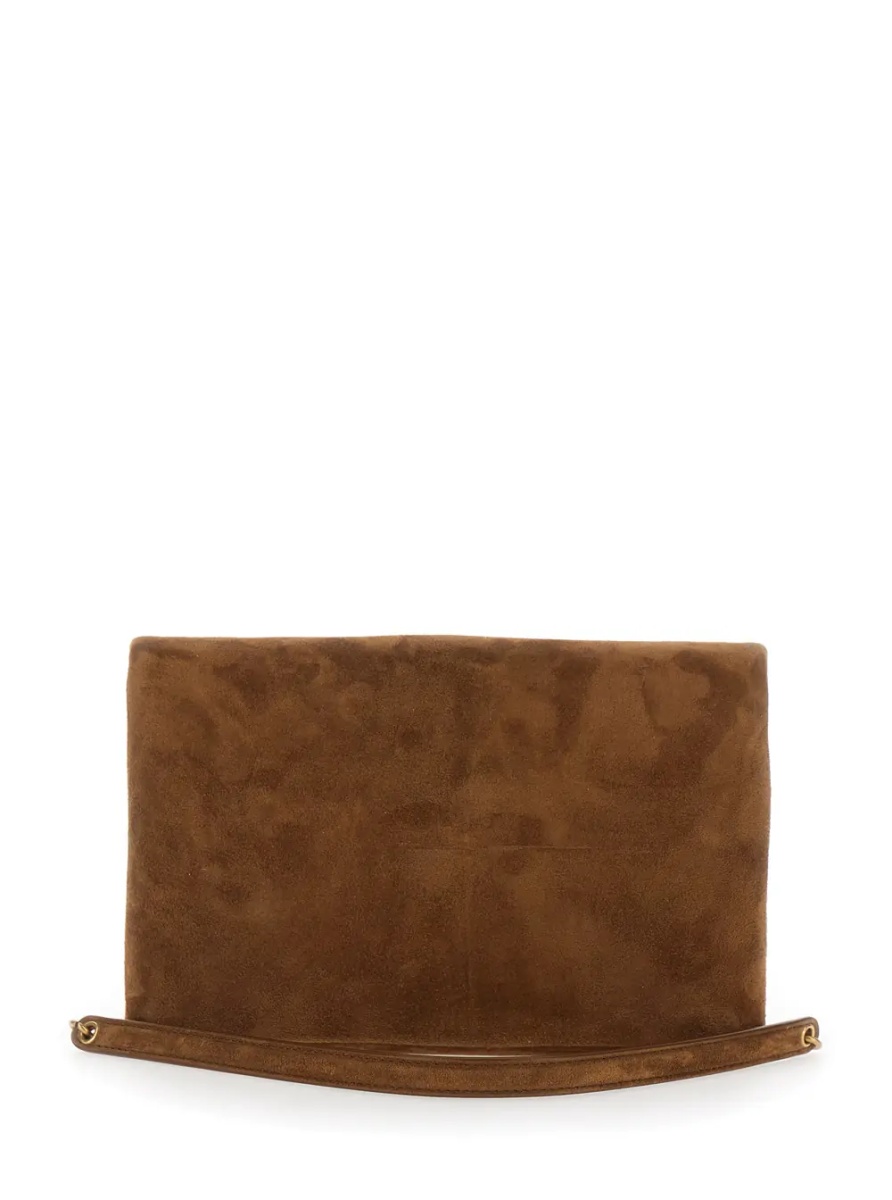 Geanta de umar Brown Crossbody bag with chain strap and Cassandre plaque on the front in suede for women - Img 2