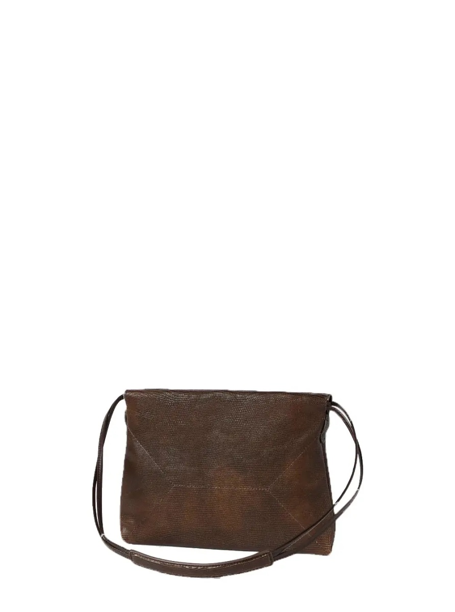 Geanta de umar Brown Shoulder bag with drawstring closure and Monile in suede for women - Img 2