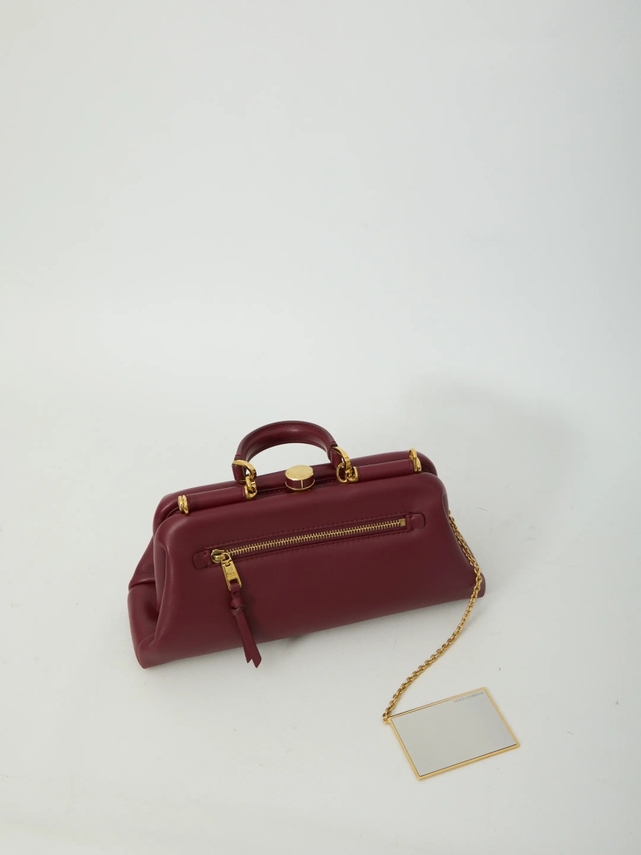 Geanta de umar Burgundy Lambskin Shoulder Bag - Img 4