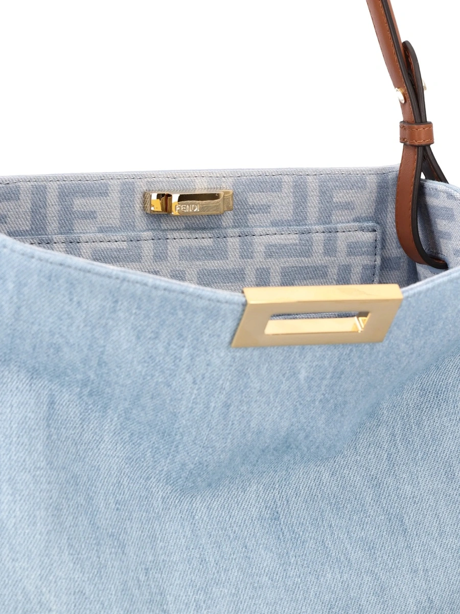Geanta de umar Fendi albastra din bumbac organic si polyester - Img 4