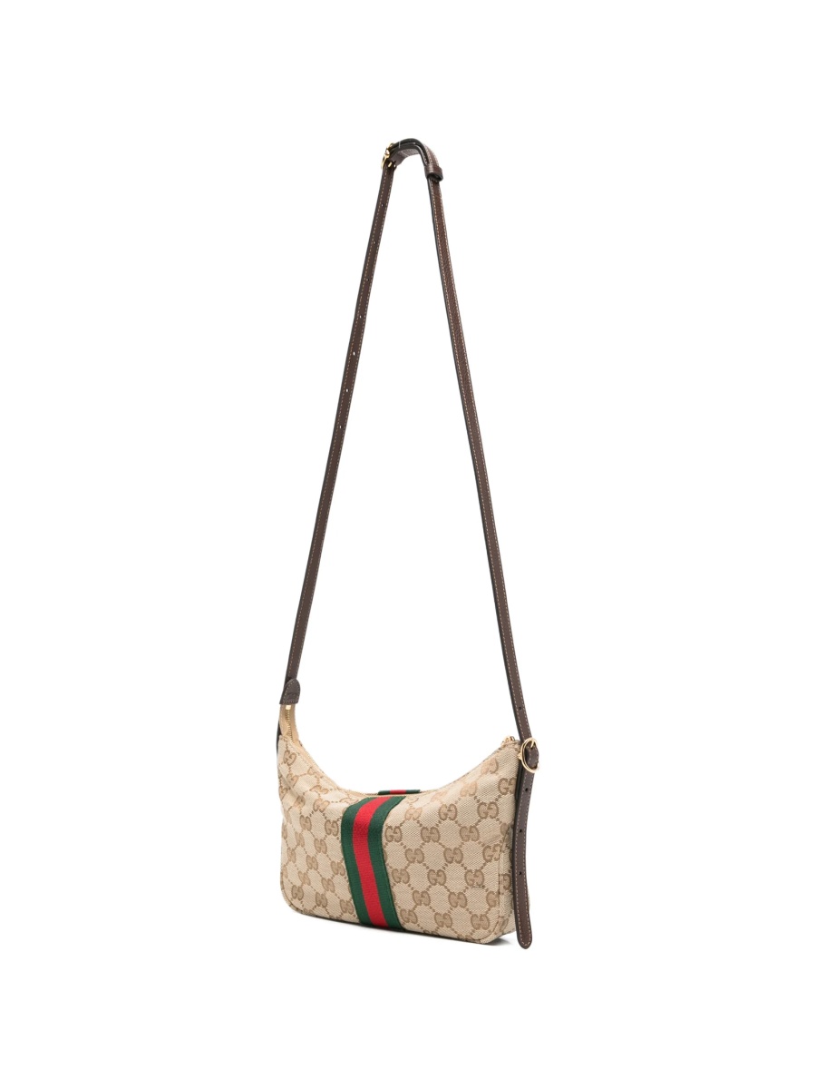 Geanta de umar Gucci neutra din material textil si piele - Img 3