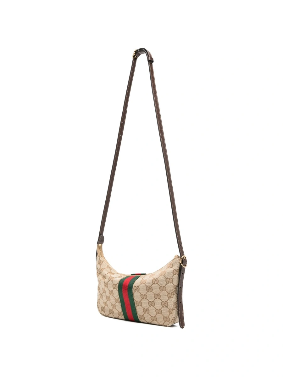 Geanta de umar Gucci neutra din material textil si piele - Img 3