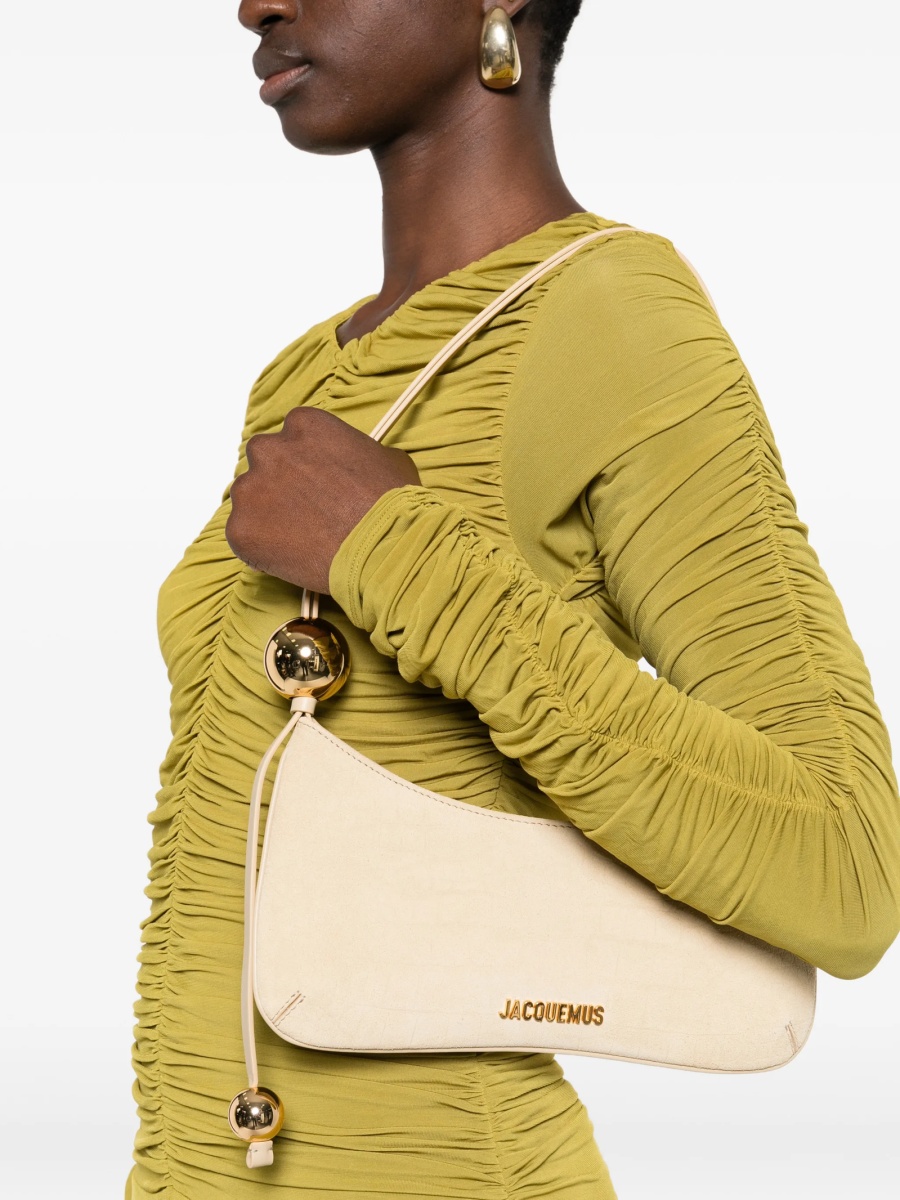 Geanta de umar JACQUEMUS Bisou neutra din piele intoarsa - Img 2