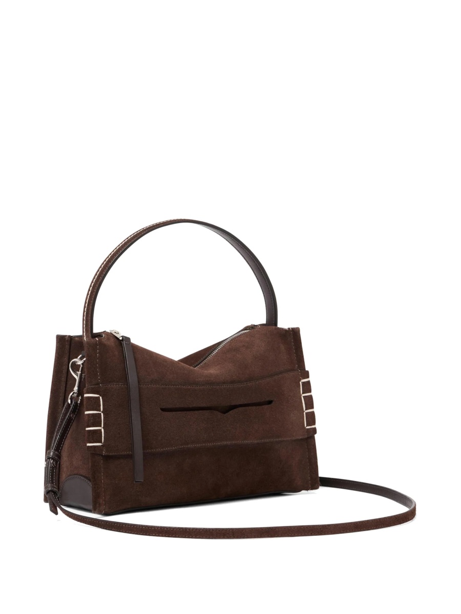 Geanta de umar JW Anderson maro din piele si piele intoarsa - Img 4