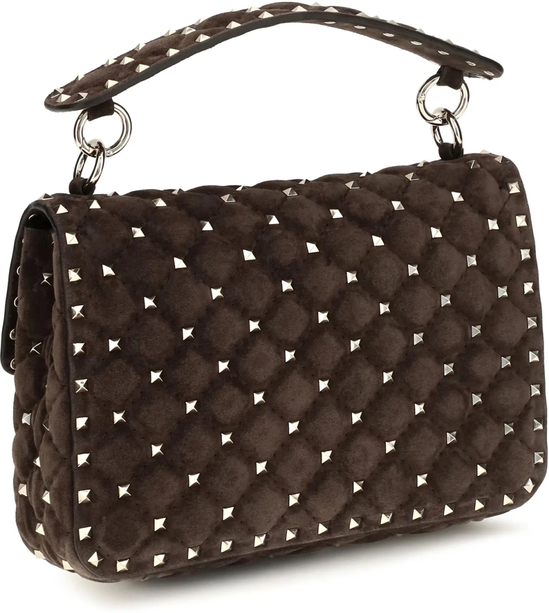 Geanta de umar Medium Rockstud Spike suede Top Handle Bag - Img 3