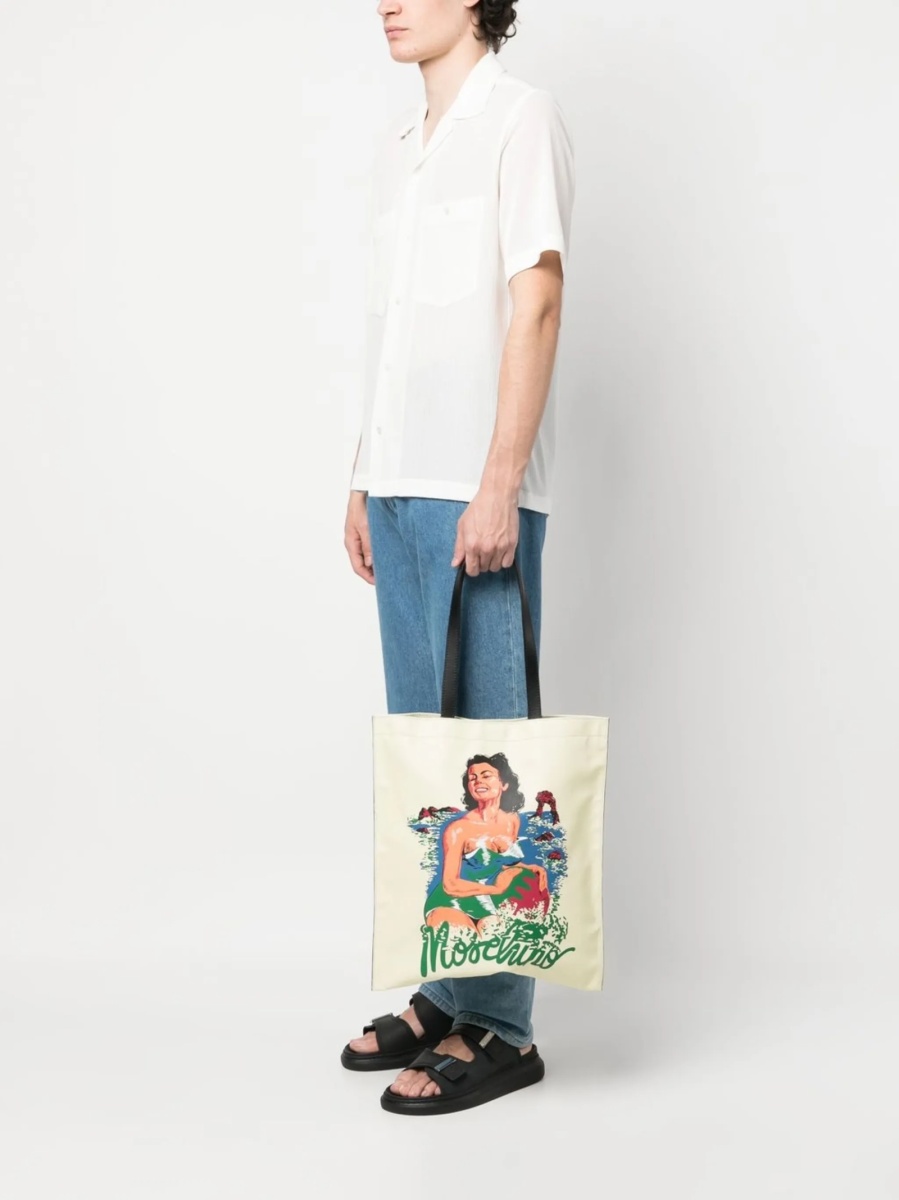 Geanta de umar Moschino galbena din piele - Img 2
