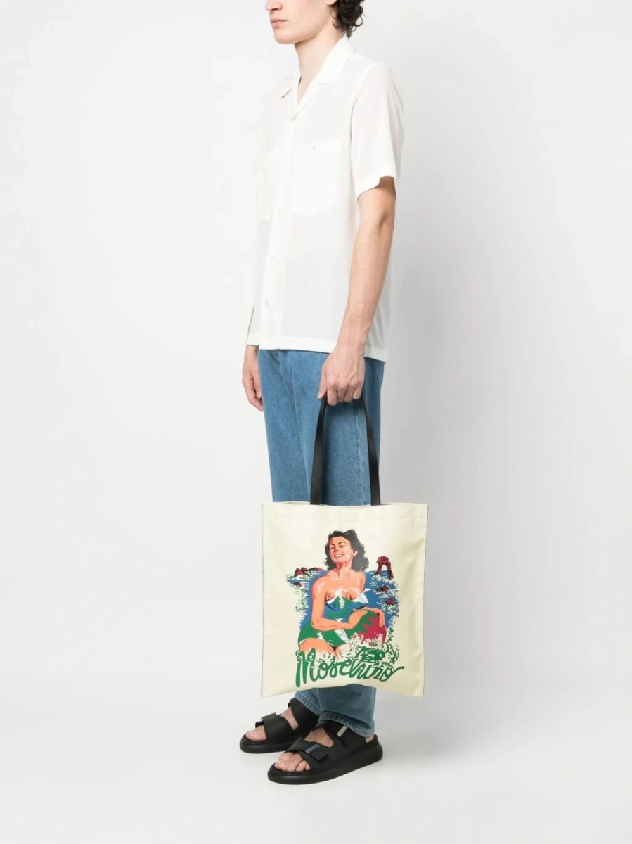 Geanta de umar Moschino galbena din piele - Img 2