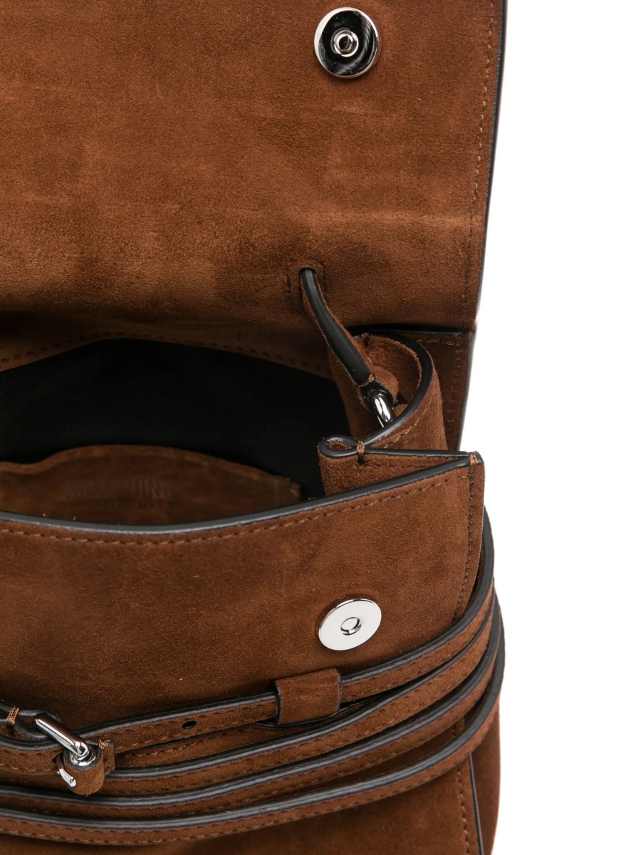 Geanta de umar Moschino maro din piele intoarsa - Img 5