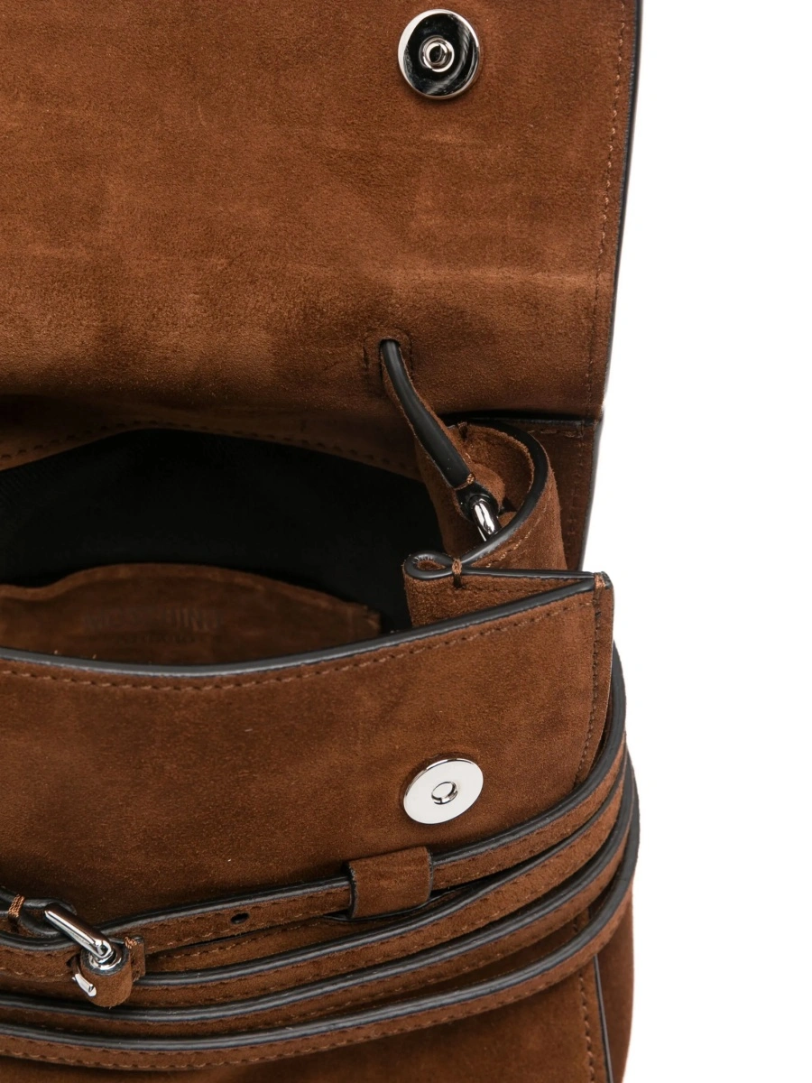 Geanta de umar Moschino maro din piele intoarsa - Img 5