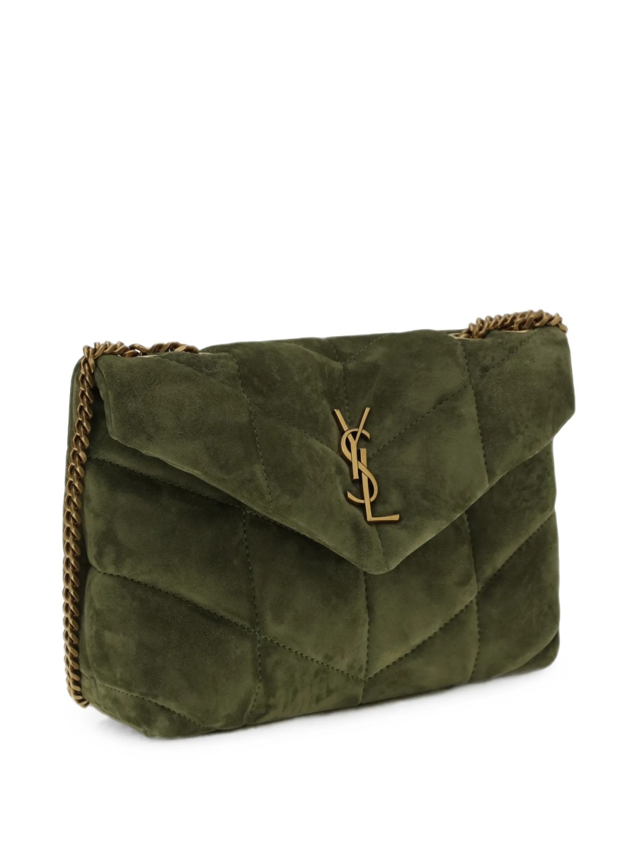 Geanta de umar Saint Laurent Loulou verde din piele intoarsa - Img 2