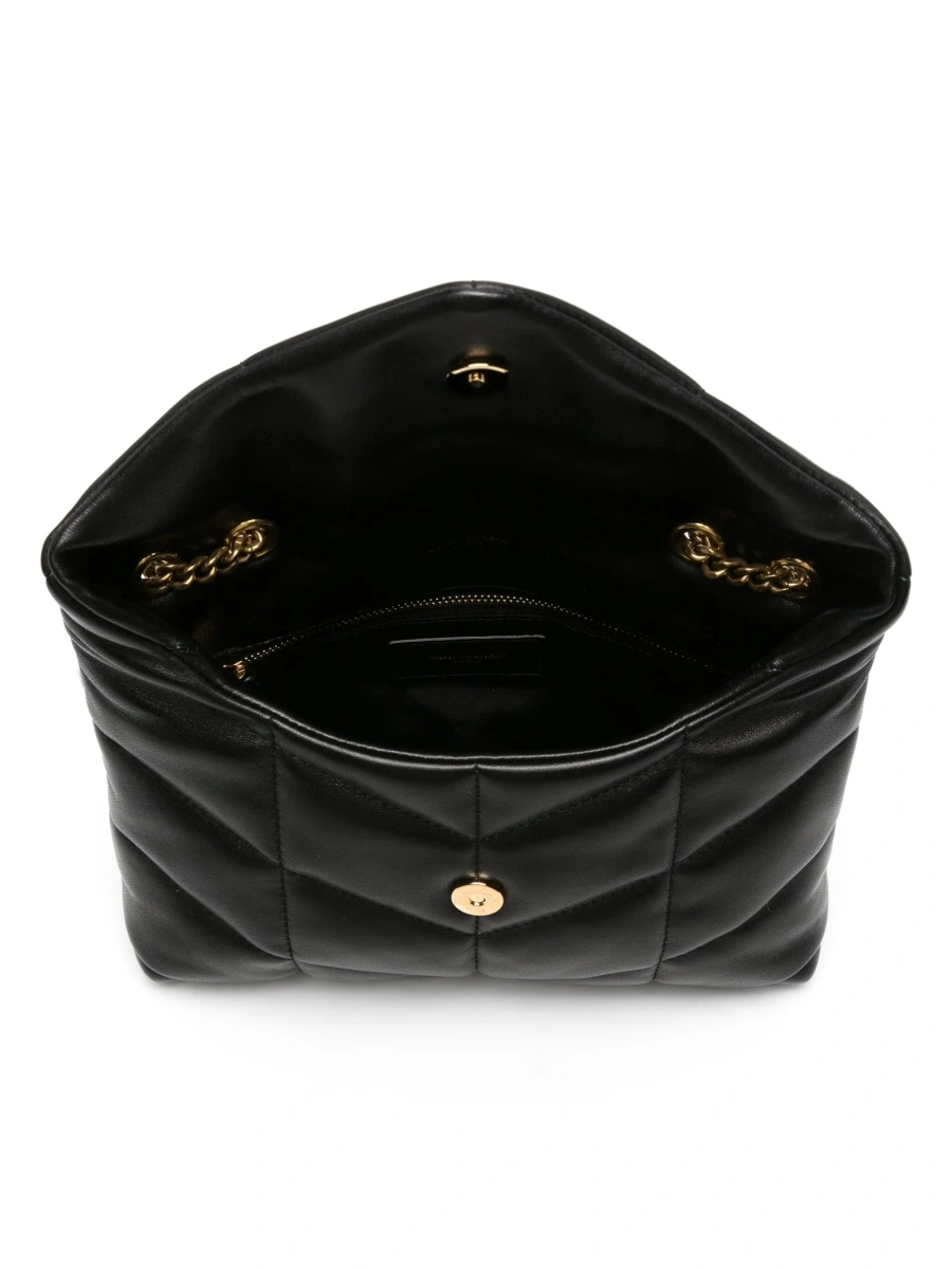 Geanta de umar Saint Laurent Puffer neagra din piele - Img 5