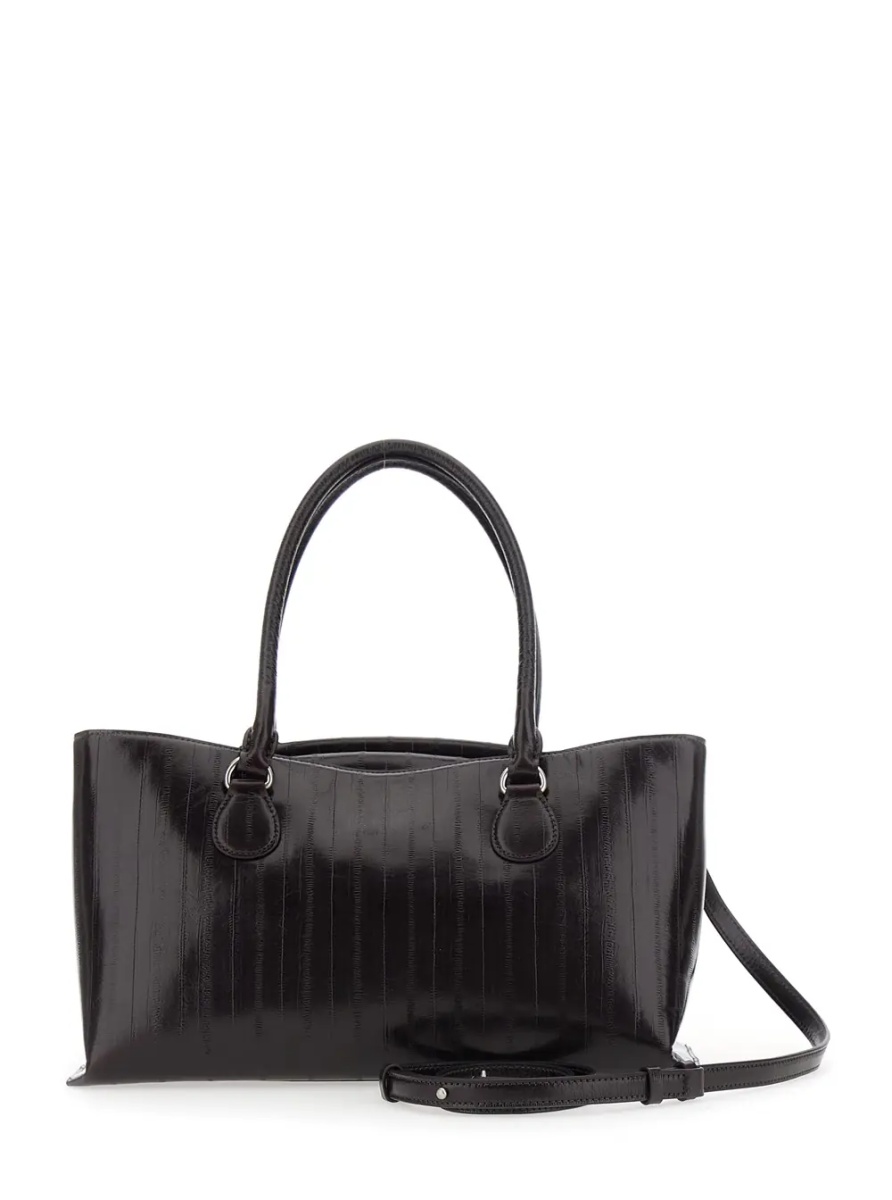 Geanta de umar 'Shell Brot' Brown Shoulder bag with Adjustable and Removable Strap and Pendant on the Front in Leather for Women - Img 2